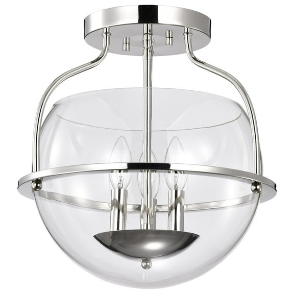 Nuvo Lighting Amado 3 Light Semi Flush Mount - Polished Nickel Finish - Clear Glass - Polished Nickel