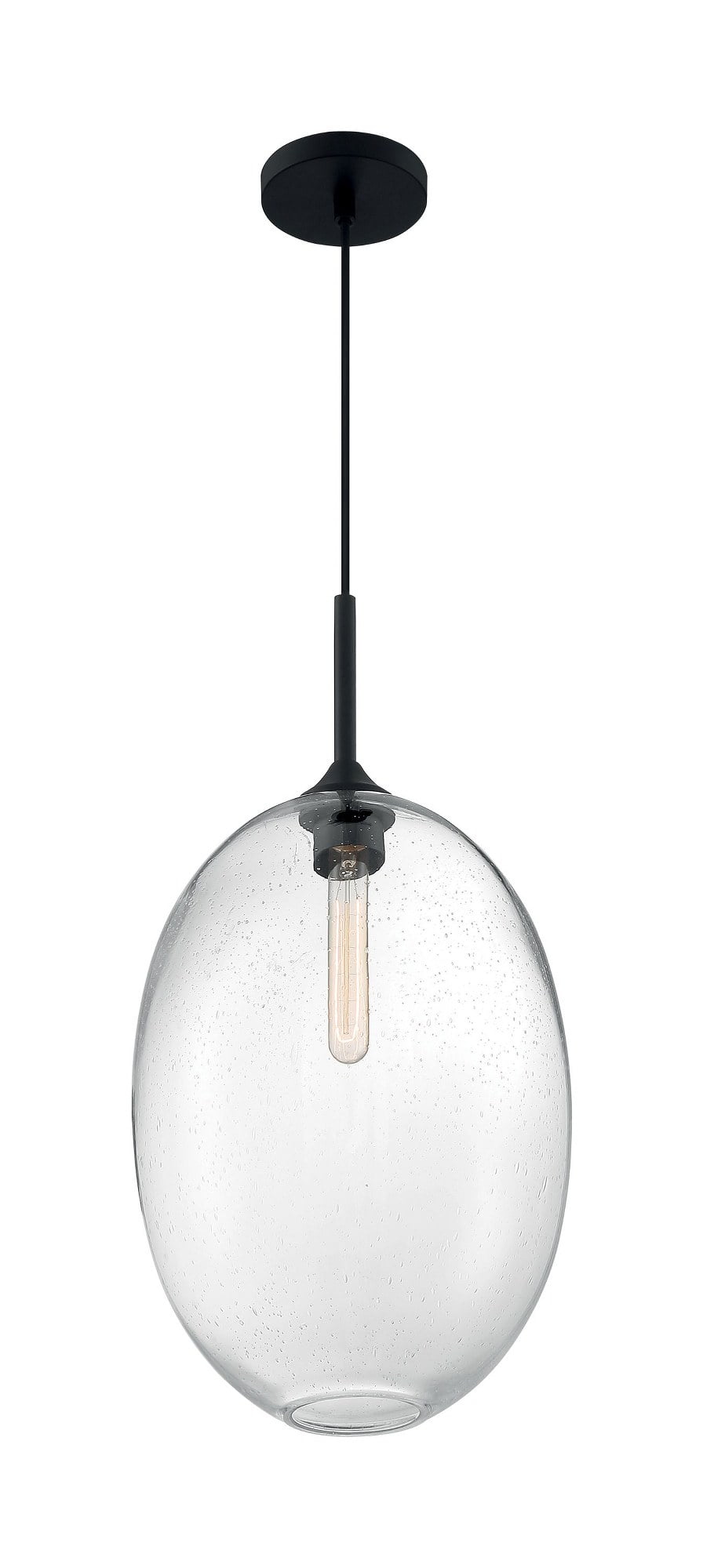 Aria Transitional Matte Black Brass & Glass Large Pendant Light