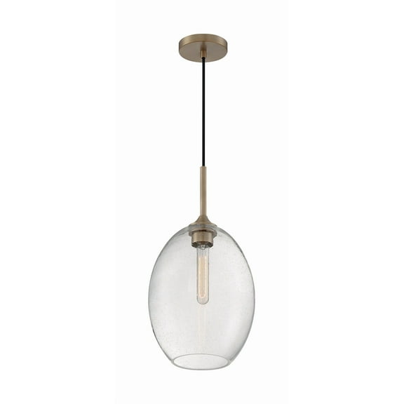 60/7017-Nuvo Lighting-Aria-1 Light Medium Pendant in Transitional Style-9.63 Inches Wide by 19.13 Inches High-Burnished Brass Finish    -Traditional