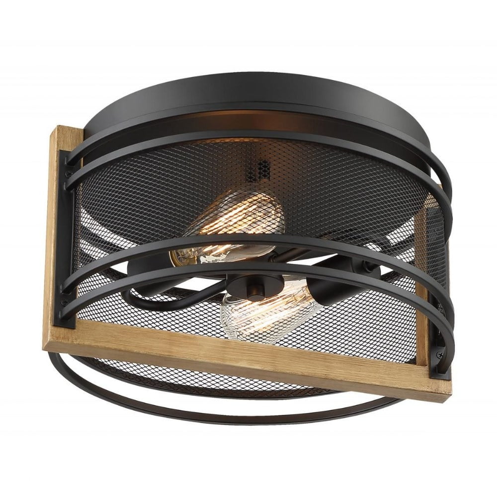 Atelier Vintage 14.25" Black Glass Flush Mount Light