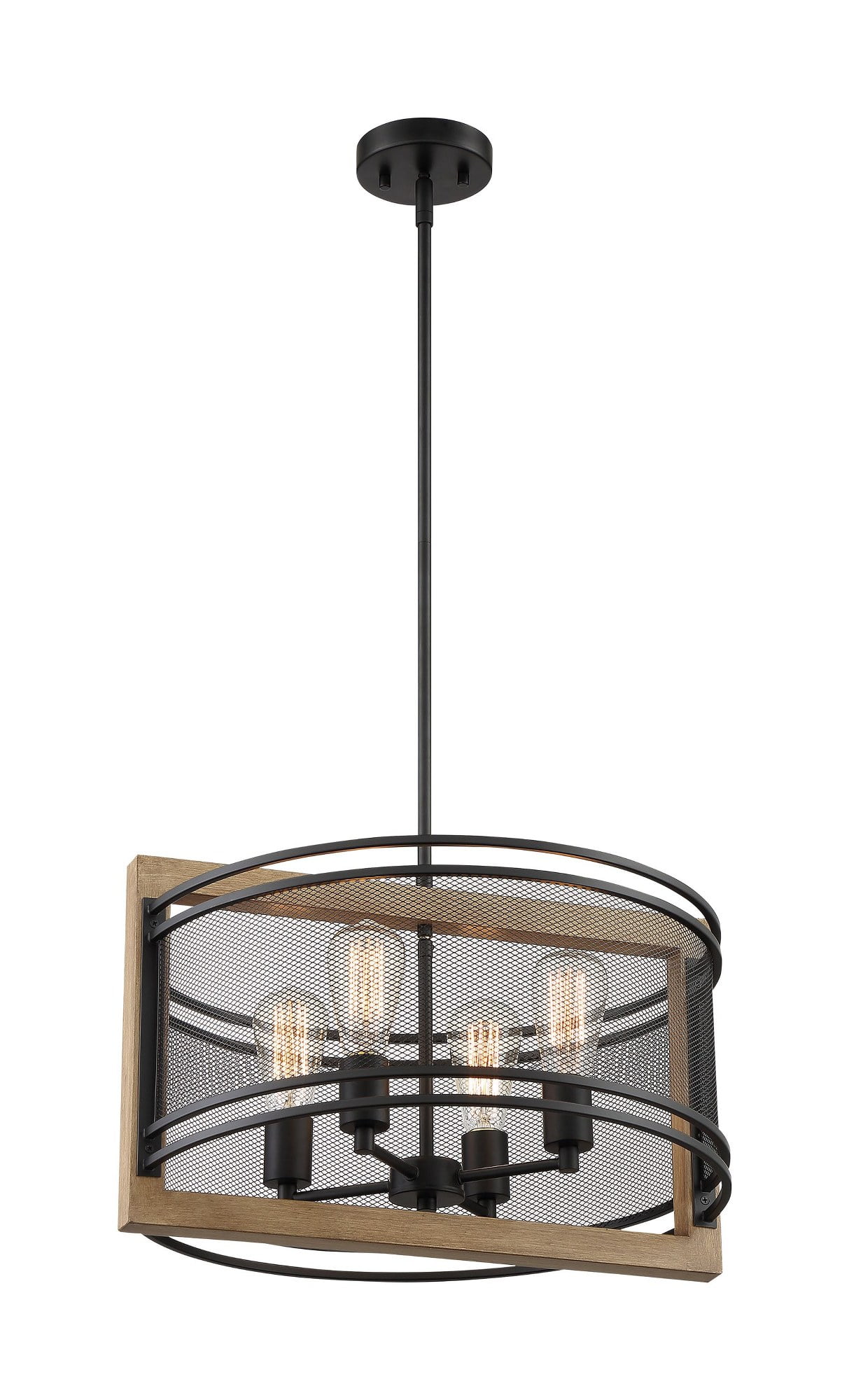 Atelier 20" Black and Honey Wood Vintage Pendant Light
