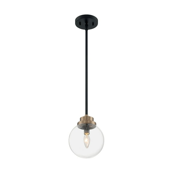 60/7121-Nuvo Lighting-Axis-1 Light Pendant in Industrial Style-7.75 Inches Wide by 10.25 Inches High-Matte Black/Brass Finish