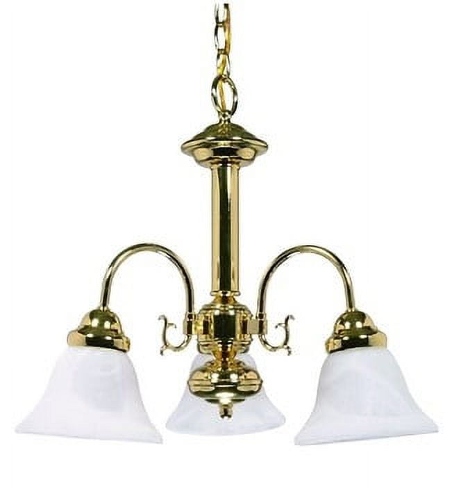 Polished Brass 3-Light Chandelier with Frosted Glass Shades