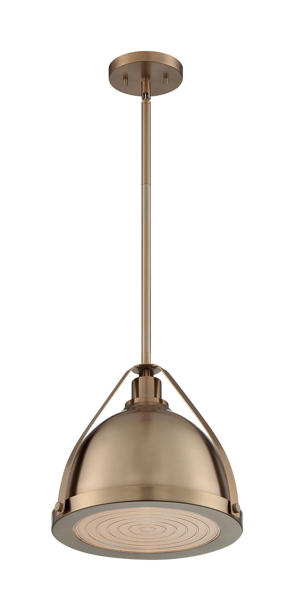 Barbett 12'' Burnished Brass Dome Pendant with Fresnel Glass