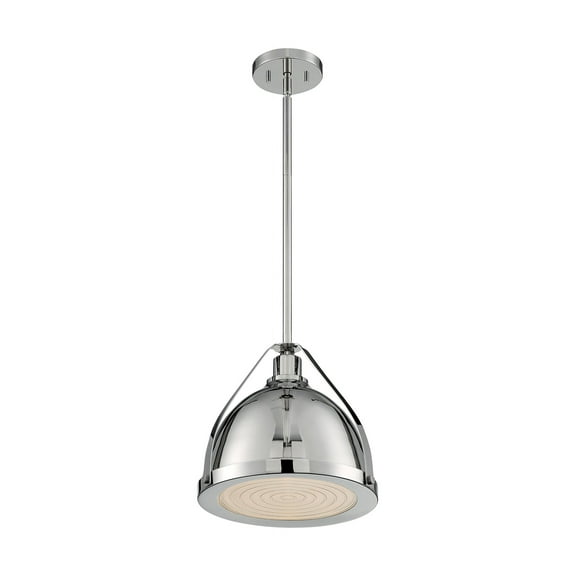 60/7212-Nuvo Lighting-Barbett-1 Light Medium Pendant in Traditional Style-10 Inches Wide by 3.5 Inches High-Polished Nickel Finish
