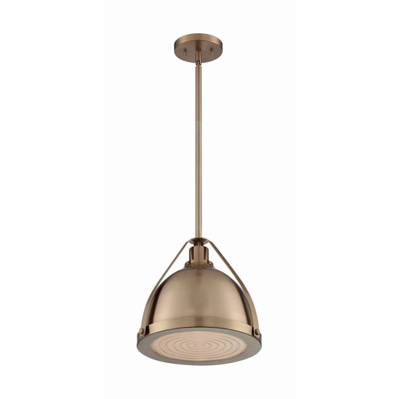 60/7202-Nuvo Lighting-Barbett-1 Light Medium Pendant in Traditional Style-10 Inches Wide by 3.5 Inches High-Burnished Brass Finish