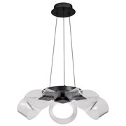 Nuvo Lighting Barnett 21 Inch LED 5 Light Chandelier Matte Black Silk Screened Acrylic Lens