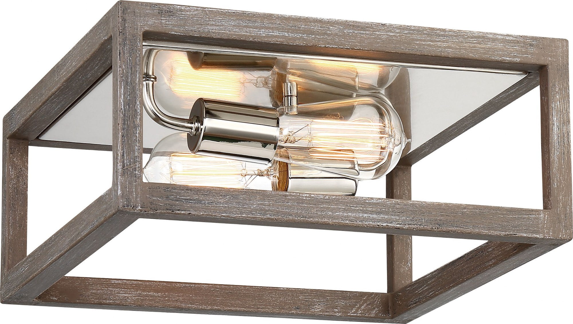 Contemporary Polished Nickel 12.5" Indoor/Outdoor Flush Mount Light