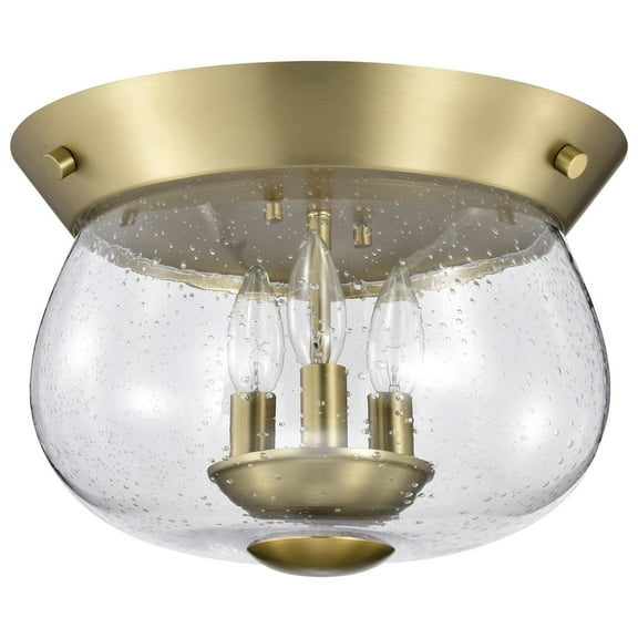 60/7807-Nuvo Lighting-Boliver - 3 Light Flush Mount In Traditional Style-9.5 Inches Tall and 13.5 Inches Wide-Vintage Brass Finish
