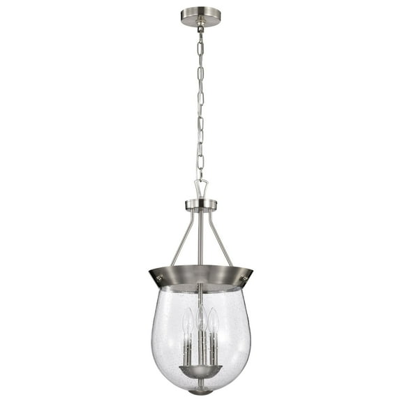 Nuvo Lighting Boliver 3 Light Pendant - 11 Inches - Brushed Nickel Finish - Clear Seeded Glass - Brushed Nickel
