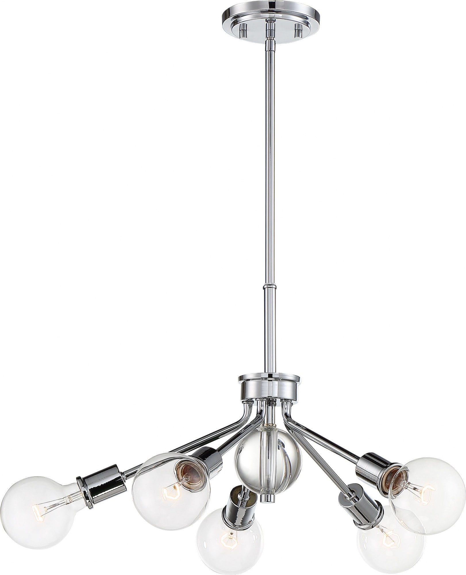Bounce 27" Polished Nickel and Crystal 5-Light Pendant