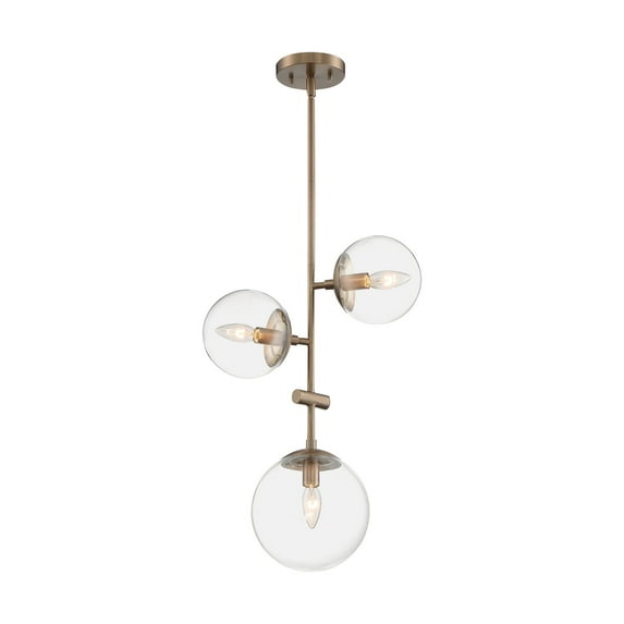 60/7124 Nuvo Lighting Bransel-3 Light Pendant in Transitional Style-11.75 Inches Wide by 12.88 Inches High-Burnished Brass Finish