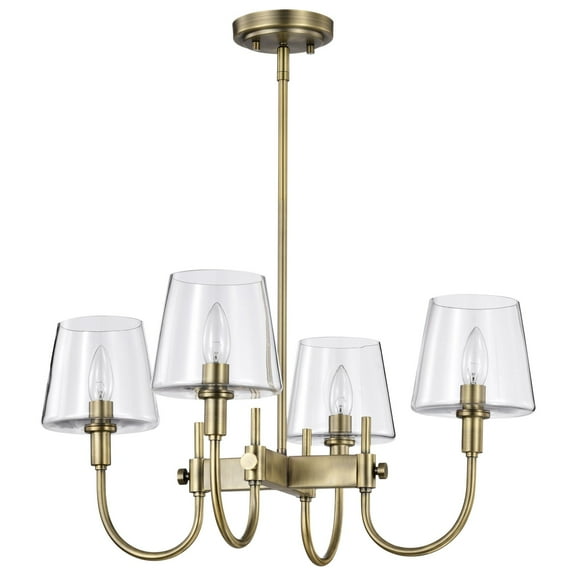 Nuvo Lighting Brookside 4 Light Chandelier - Vintage Brass Finish - Clear Glass - Vintage Brass