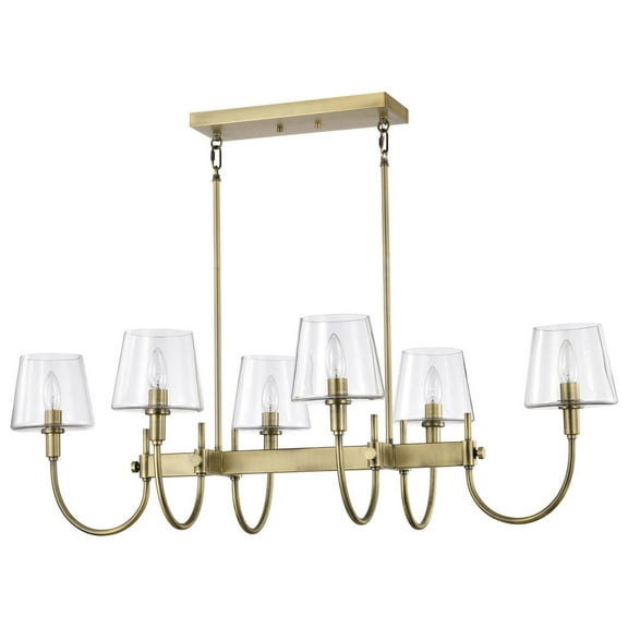Nuvo Lighting Brookside 6 Light Island Pendant - Vintage Brass Finish - Clear Glass - Vintage Brass