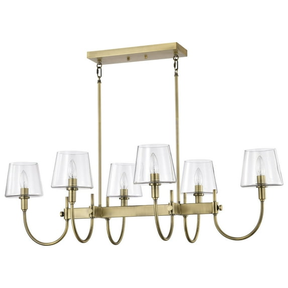 Nuvo Lighting Brookside 6 Light Island Pendant - Vintage Brass Finish - Clear Glass - Vintage Brass