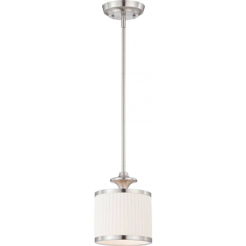 Candice Brushed Nickel 7" Mini Pendant Light with Glass Shade