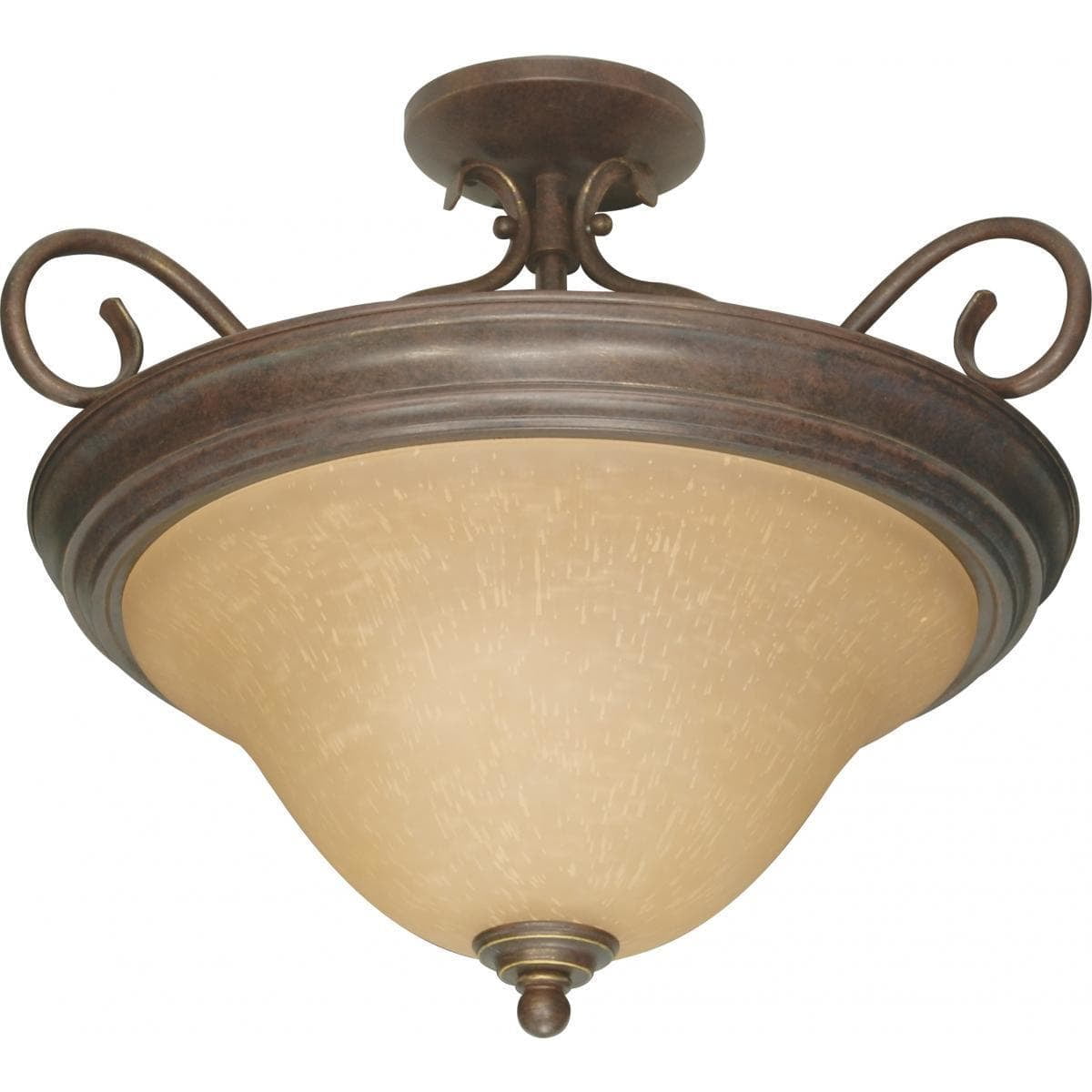 Sonoma Bronze Castillo 3-Light 19" Semi-Flush with Champagne Linen Glass