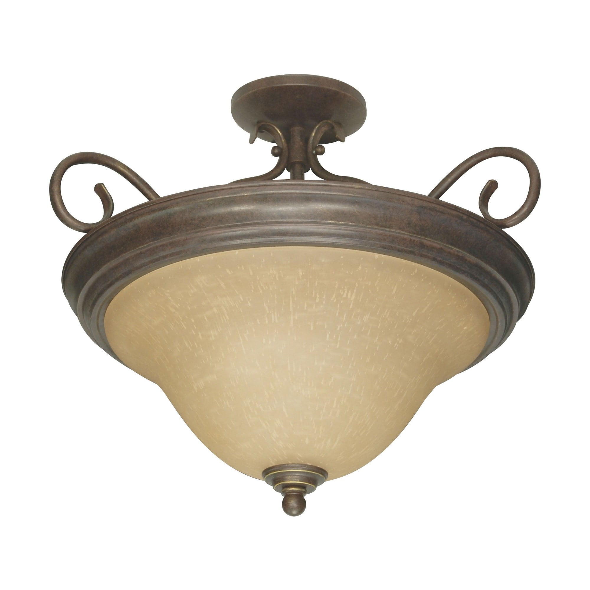 Sonoma Bronze Castillo 3-Light 19" Semi-Flush with Champagne Linen Glass