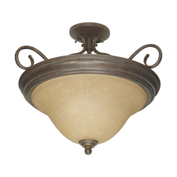 Nuvo Lighting Castillo - 3 Light - 19" - Semi-Flush - with Champagne Linen Washed Glass