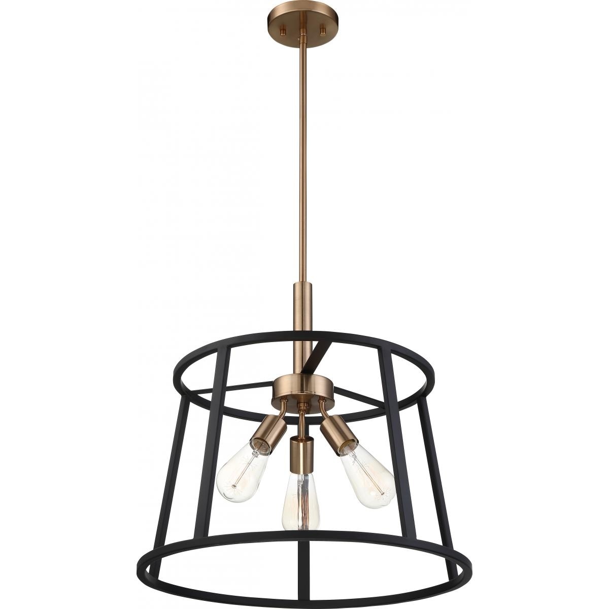 Nuvo Lighting Chassis 3Light Pendant Fixture Copper Brushed Brass
