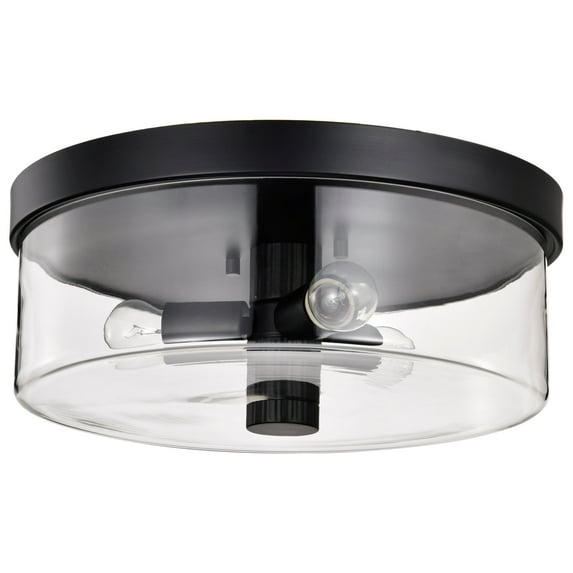 Nuvo Lighting Clarksville - 15 Inch Flush Mount - Matte Black with Clear Glass