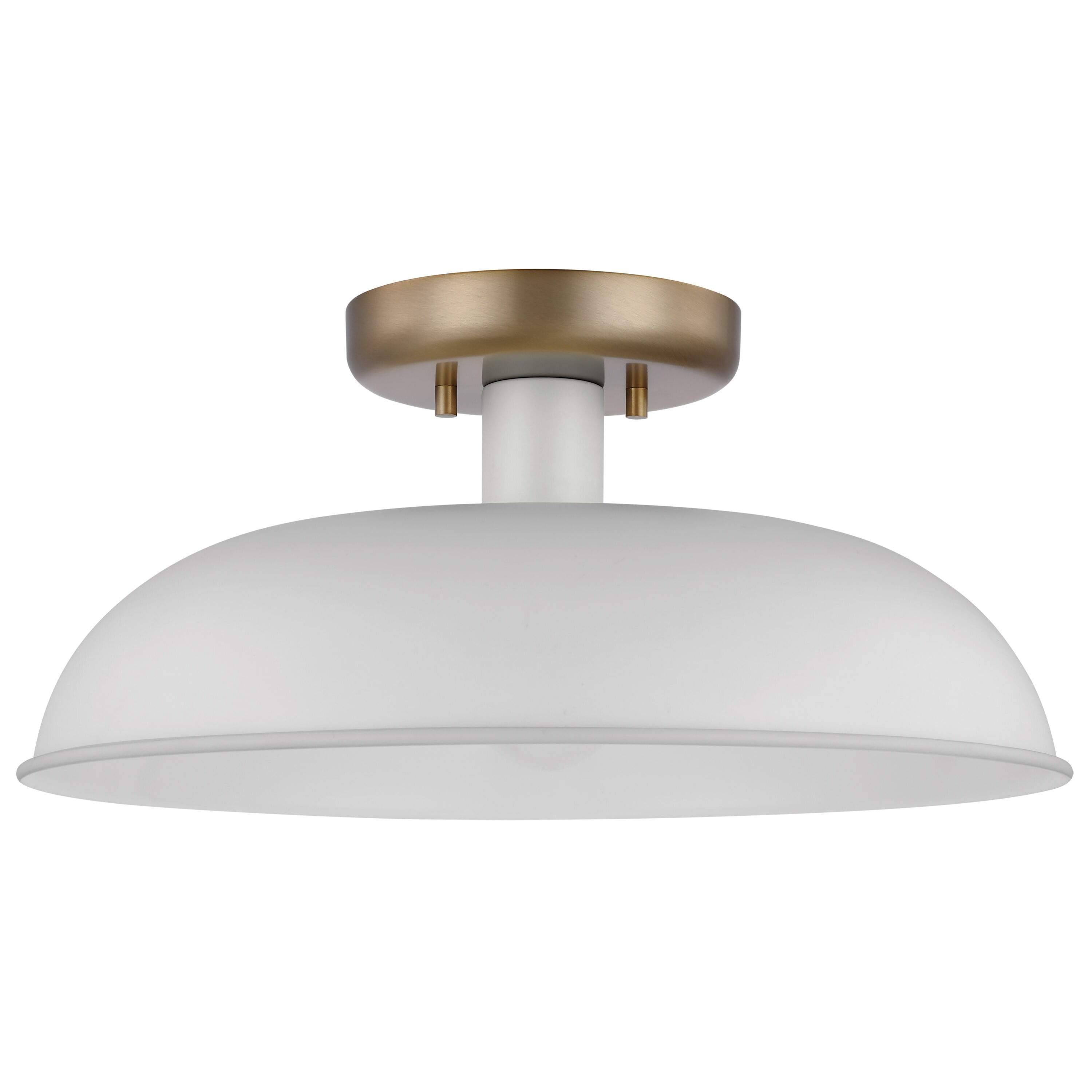 Colony 15'' Matte White and Burnished Brass Modern Semi-Flush Mount