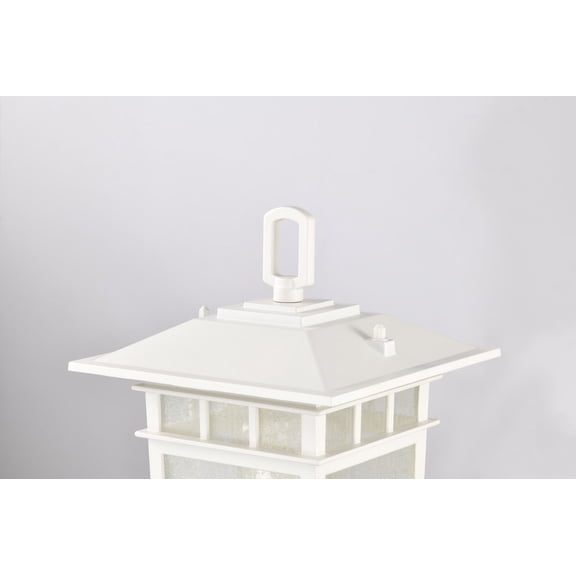 Cove Neck Large 16-in Post Light Lantern White Finish w/ Clear Seeded Glass