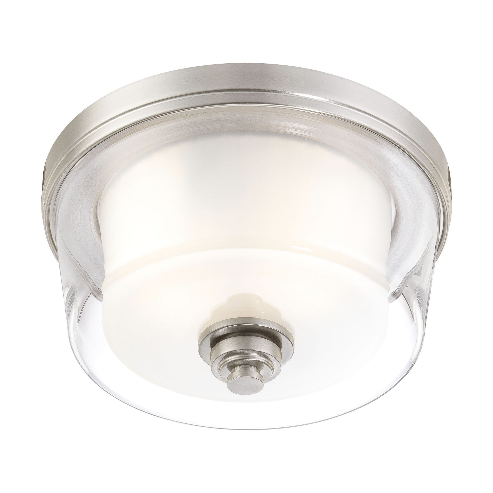 Brushed Nickel 7" Contemporary Drum Flush Mount Light
