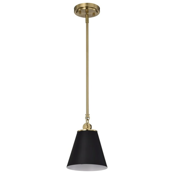 Nuvo Lighting Dover 1 Light Small Pendant Black with Vintage Brass