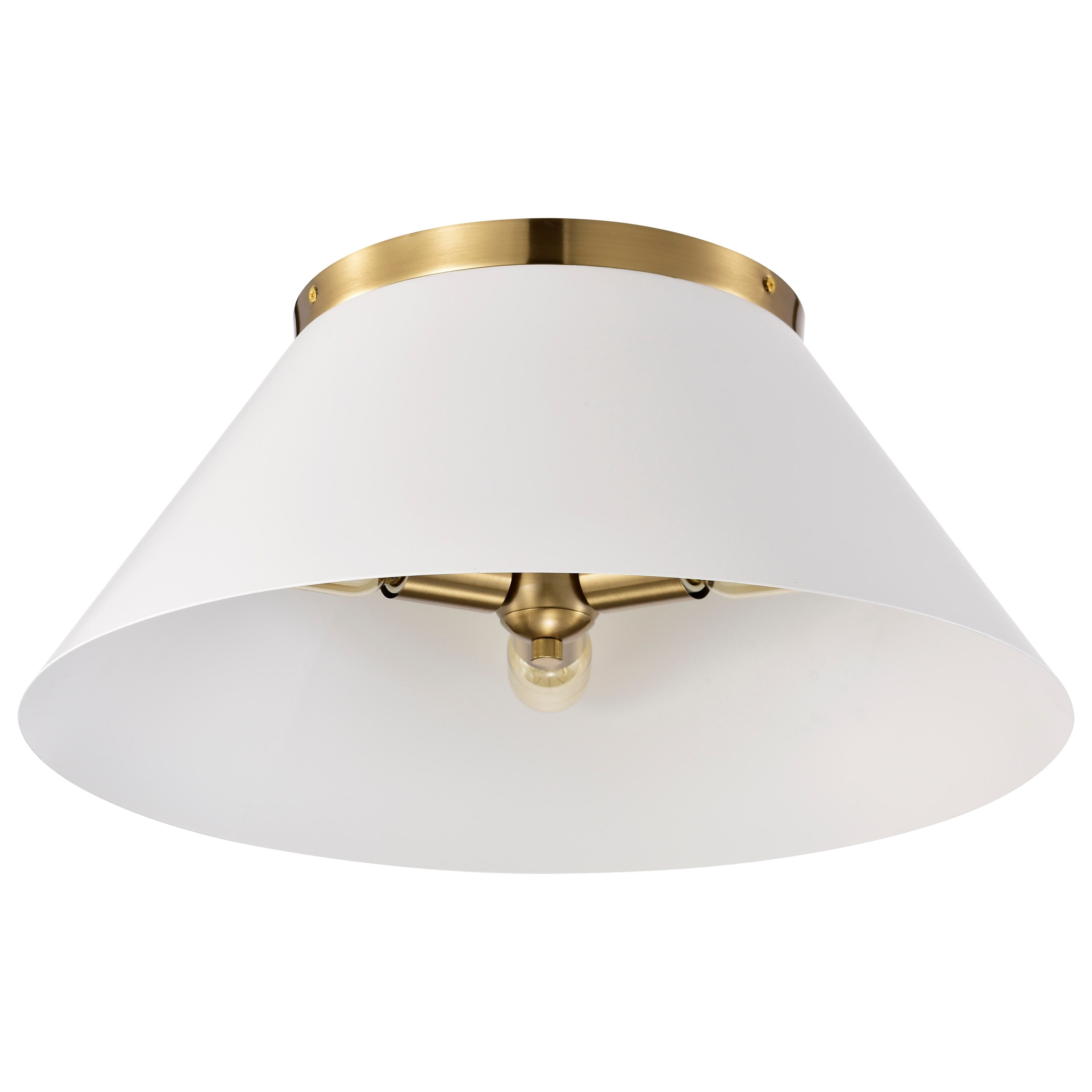 Dover Vintage Brass 3-Light Large Flush Mount with White Shade