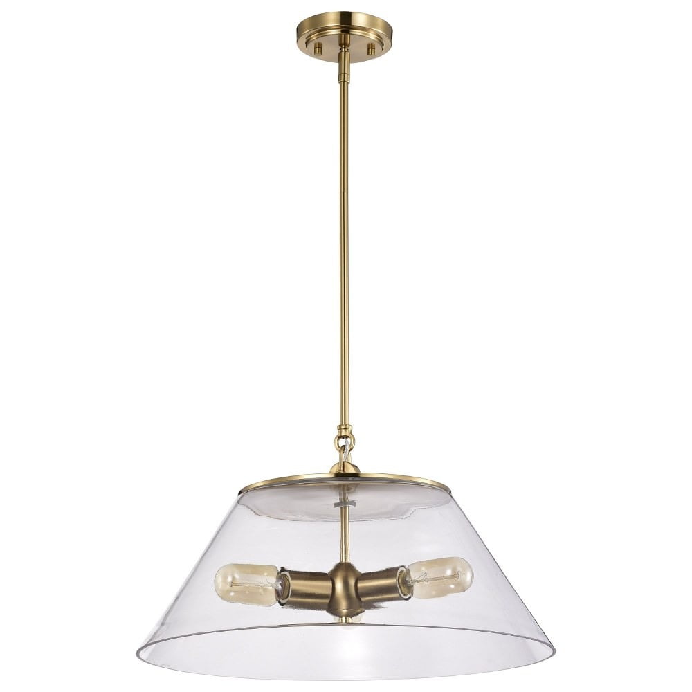 Dover Vintage Brass 3-Light Large Pendant with Clear Glass