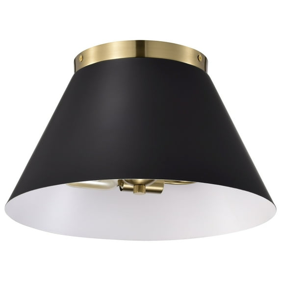 Nuvo Lighting Dover - 3 Light - Small Flush Mount - Black with Vintage Brass