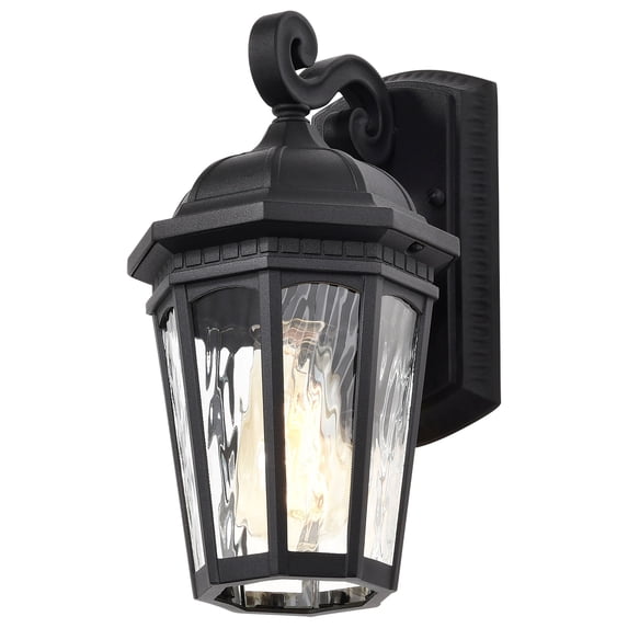 Nuvo Lighting East River Outdoor Small Wall Light Matte Black Finish Clear Water Glass