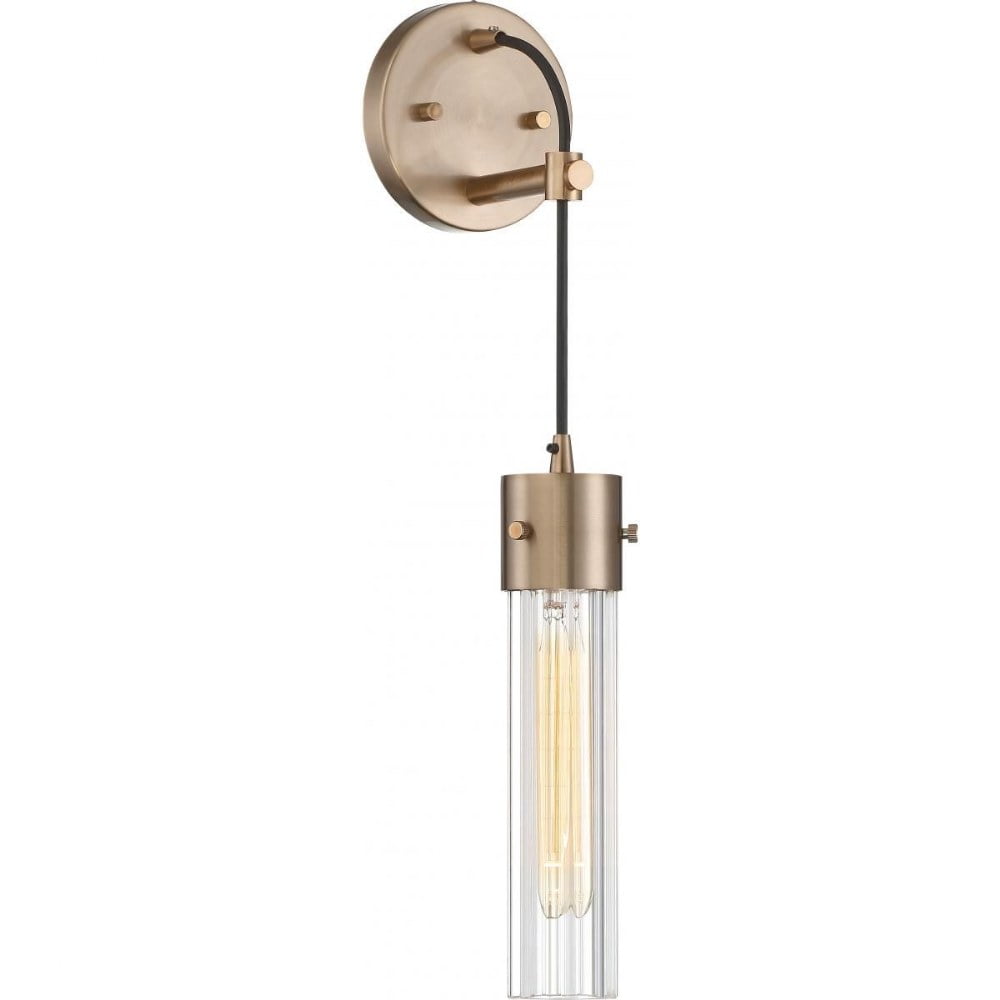 Black and Brass Cylinder Direct Wired Electric Sconce