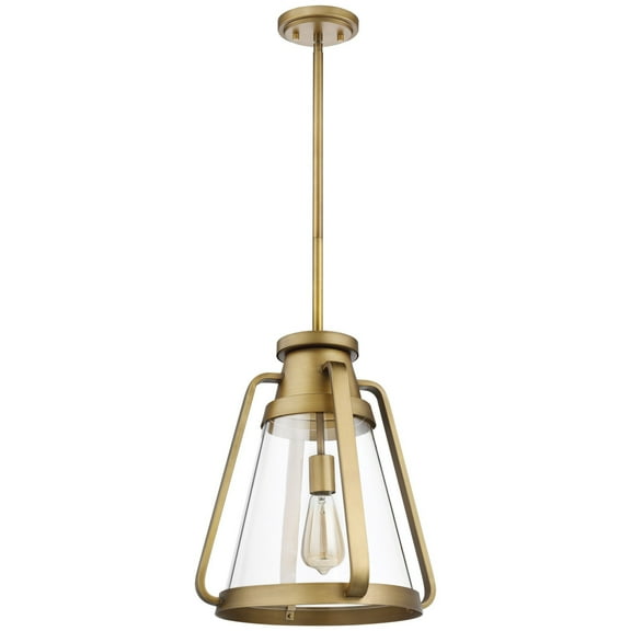 Nuvo Lighting Everett 1 Light 14 Inch Pendant Natural Brass with Clear Glass - Natural Brass