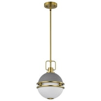 Nuvo Lighting Everton 1 Light Pendant - 10 Inches - Matte Gray & Brass Finish - Etched Opal Glass