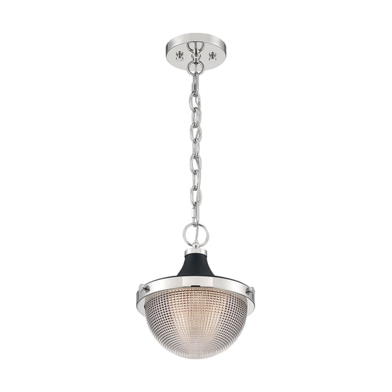 60/7069-Nuvo Lighting-Faro-1 Light Small Pendant in Transitional Style-10 Inches Wide by 11.38 Inches High-Polished Nickel/Black Finish