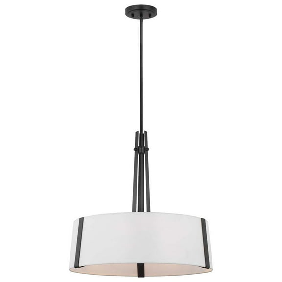 Nuvo Lighting Flynn 3 Light Pendant Medium Base 60 Watt Black Finish White Textile Shade
