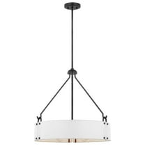 Nuvo Lighting Halter 4 Light Pendant Medium Base 60 Watt Matte Black Finish White Fabric Shade