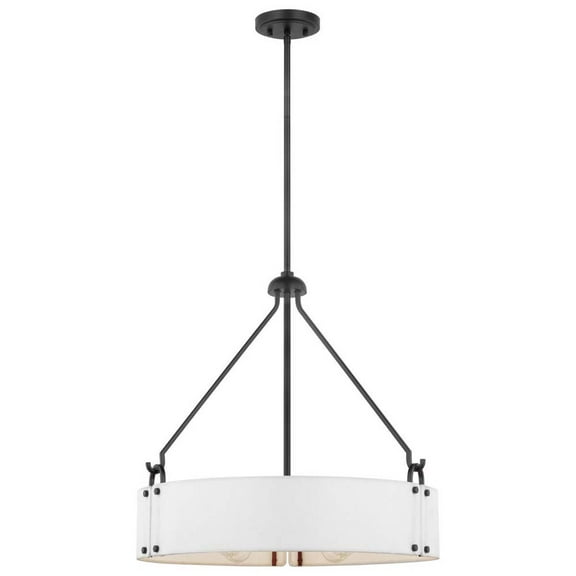 Nuvo Lighting Halter 4 Light Pendant Medium Base 60 Watt Matte Black Finish White Fabric Shade