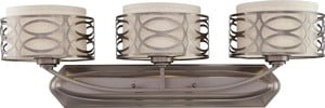 Harlow Hazel Bronze Vanity Light with Khaki Fabric Shades
