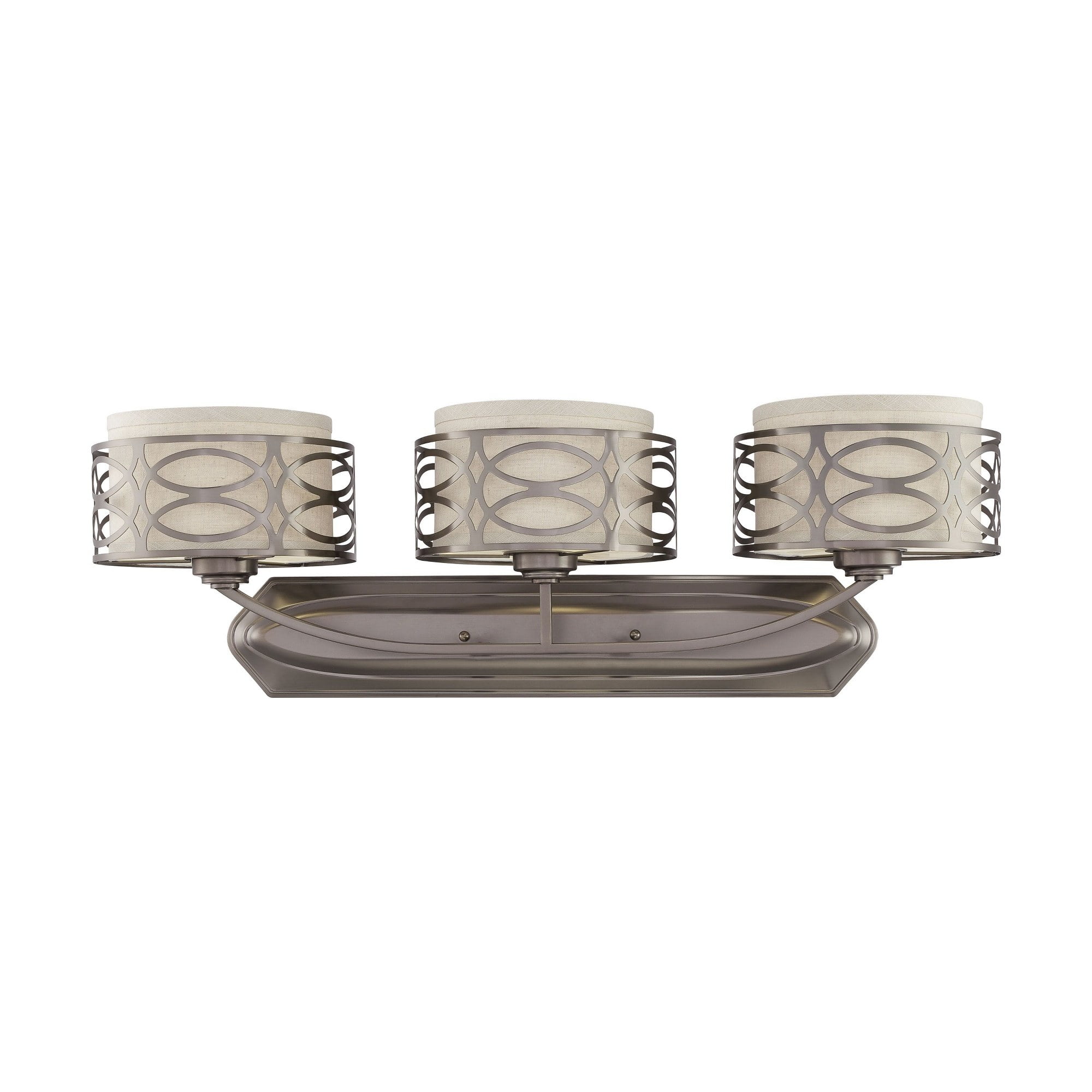 Harlow Hazel Bronze Vanity Light with Khaki Fabric Shades