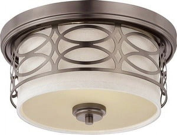 Harlow Chic 13'' Bronze Glass Drum Flush Mount Ceiling Light