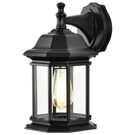 Nuvo Lighting Hopkins Outdoor Large Wall Light Matte Black Finish Clear Glass