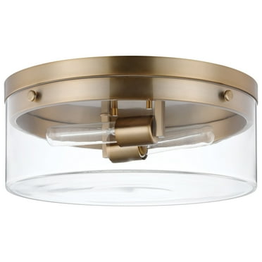 Nuvo Lighting Intersection - Small Flush Mount Fixture - Burnished Brass with Clear Glass