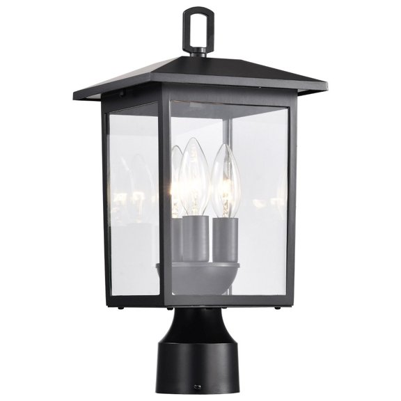 Nuvo Lighting Jamesport Outdoor Post Light Pole Lantern 3 Lights Matte Black Finish Clear Glass