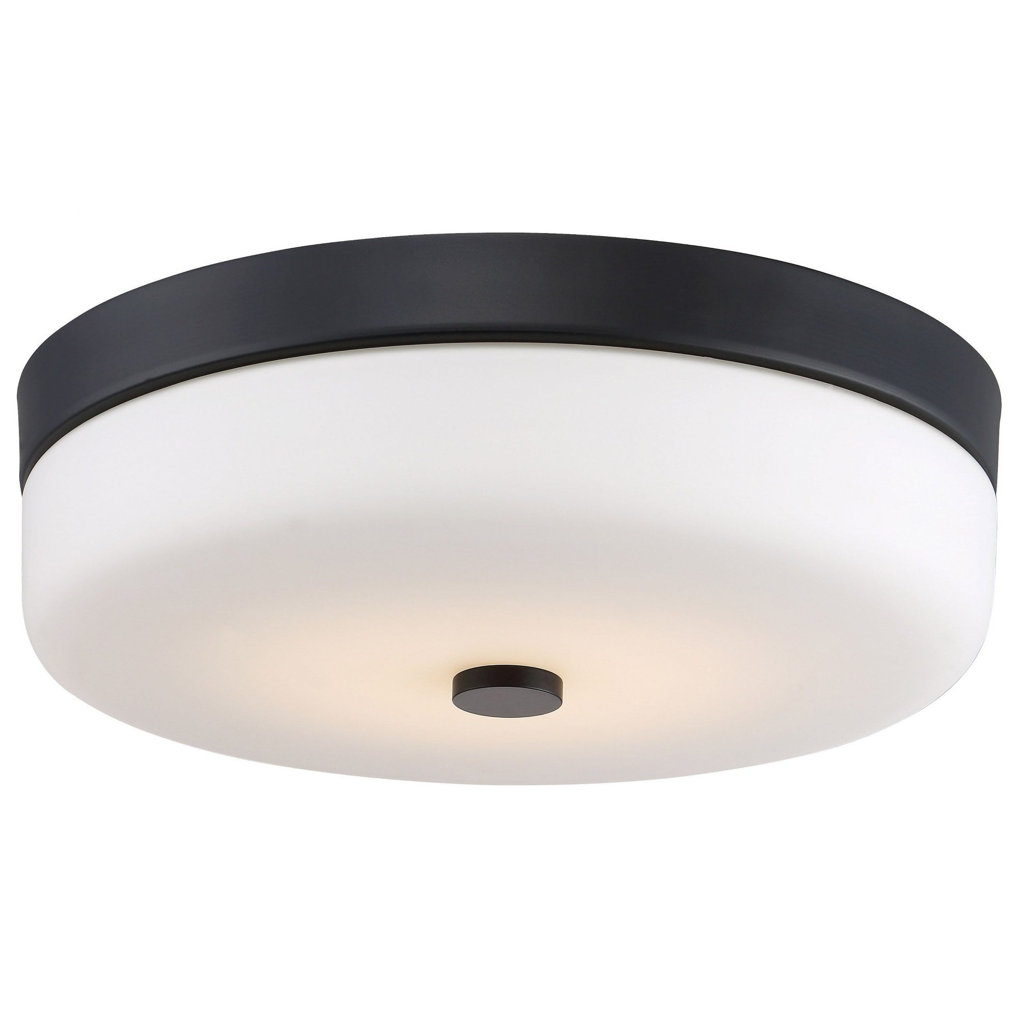 15" Polished Nickel and Glass Drum LED Flush Mount