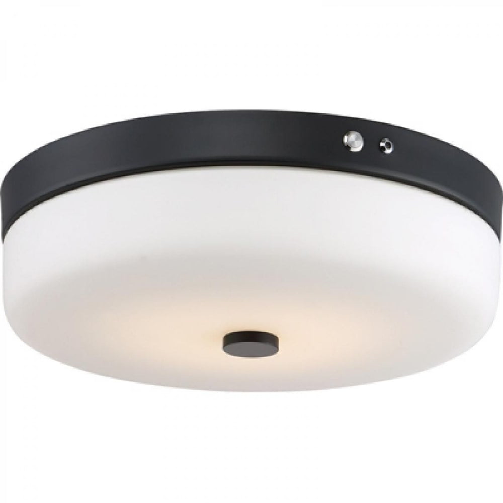 15" Polished Nickel and Glass Drum LED Flush Mount
