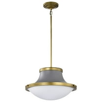 Nuvo Lighting Lafayette 3 Light Pendant - 18 Inches - Gray Finish with Natural Brass Accents and White Opal Glass