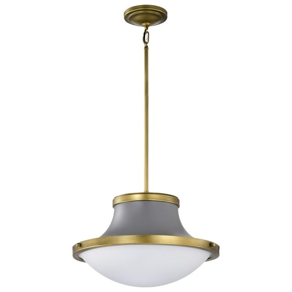 Nuvo Lighting Lafayette 3 Light Pendant - 18 Inches - Gray Finish with Natural Brass Accents and White Opal Glass